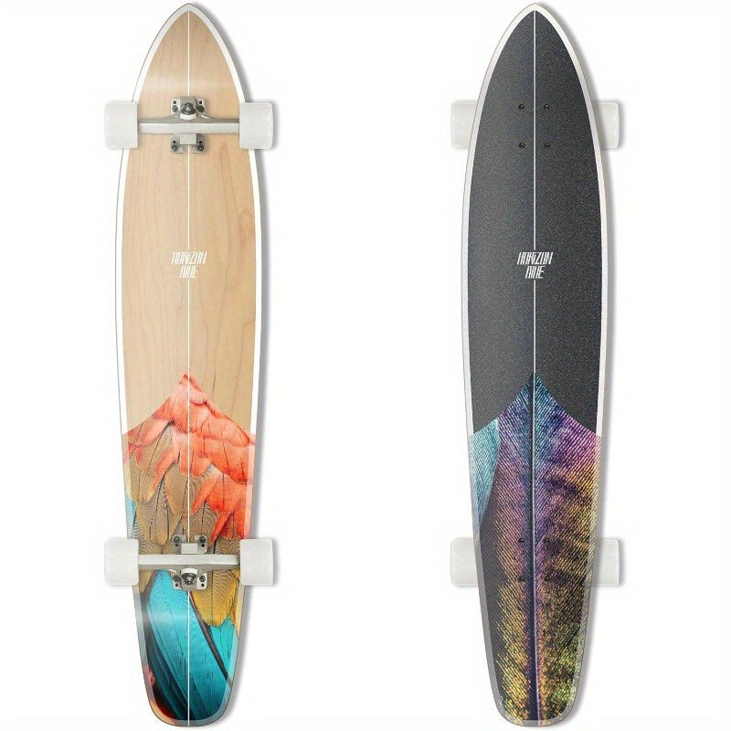 44-Inch Vintage-Style Pintail Cruiser with a Double Kick Hard Rock Maple Deck And an Anti-Wheelbite Shock-Absorbing System, Perfect for Various Cruising Scenarios.