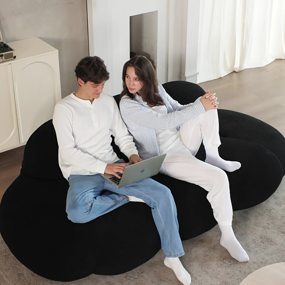 Modern Curved Cloud Shaped Couch for Living Room, Lazy Floor Couch, Boucle LoveSeat 3 Seater Sofa, Cozy Leisure Boneless Couches for Bedroom, Apartment-No Assembly Required, Couch for Bedroom, Boneless Sectional Sofa for Livi