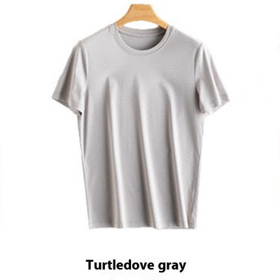 Mulberry Silk Women's Mercerized Cotton T-shirt Fine Solid Color Round Neck Short Sleeves