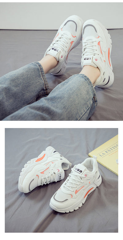 2025 New Women's Breathable Lightweight Mesh Knit Lace-Up Sports Shoes - Cushioned EVA Sole, Striped Design, Low-Top Korean Style for Running, Walking & Road Strolling - All-Season Minimalist Casual Sneakers, Ladies Sneakers,