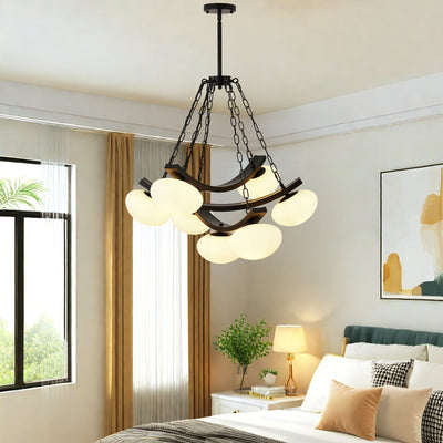 7-Light Golden Modern Sputnik Chandelier, Mid Century for Dining Room Light Fixtures Over Table, Adjustable Hanging Ceiling Light Fixture with Globe Glass Shades for Kitchen Island Living Room Bedroom, Dining Table Light, Cha