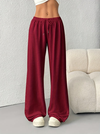 3pcs Women's Casual Wide-Leg Pants, Elastic Waistband - Loose Fit Medium Stretch Fabric, Machine Washable, Spring Summer Autumn Casual Wear, Athletic Joggers
