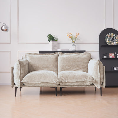 74" Modern Modular Loveseat Sofa - Space-Saving Sectional Couch with Deep Seat, Chenille Upholstery, Hardwood Frame, No Assembly Required, for Living Room, Apartment, Office - Orange Modern Furniture, Sectional Sofa for Livin