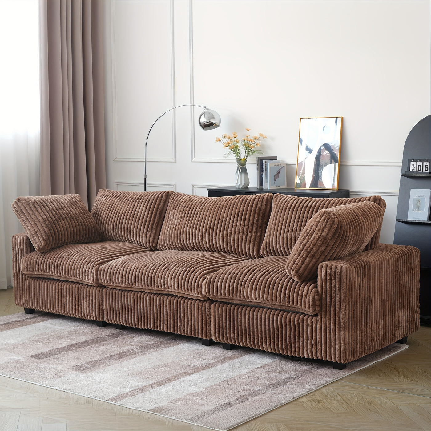 Extra Large 118" Modern Modular Sectional Sofa - L-Shaped Sectional with Chaise Lounge, Plush Cushions & Washable/Replaceable Cover - Modular Sofa with Chaise Convertible, Spacious Living Room Couch for Apartments, Houses - E