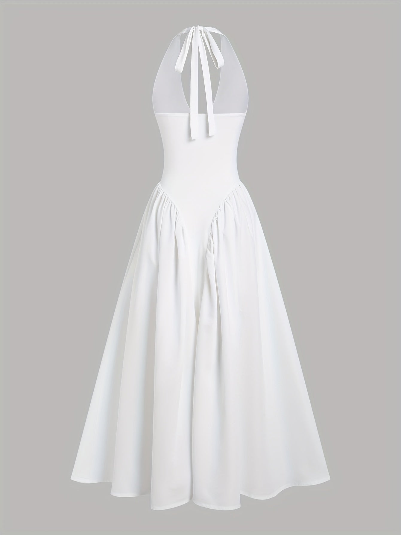 2025 Women's Sexy Deep V-Neck Halter Dress - Summer Sleeveless Solid Color Flared Skirt, Machine Washable Formal Party & Evening Out Dress, Evening Wear, Offshoulder Design, Smooth Fabric, Elegant Silhouette