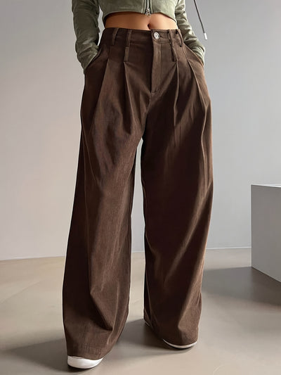 2025 New Arrival: Stylish Thickened High-Waist Flannel Wide-Leg Pants for Women, Essential Outing Wear for Spring, Autumn & Winter – Perfect for Casual Dates and Daily Use, Limited Time with Lowest Price Guarantee!