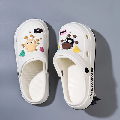 Mid-Year, Summer New Arrivals, Japanese and Korean Fashion Women's Cute Detachable Coal Ball EVA Hole Shoes, Adorable Coal Ball Charms, Comfortable Casual Versatile, 1.97inch Thickened Sole, Rotatable Back Strap for Dual Wear