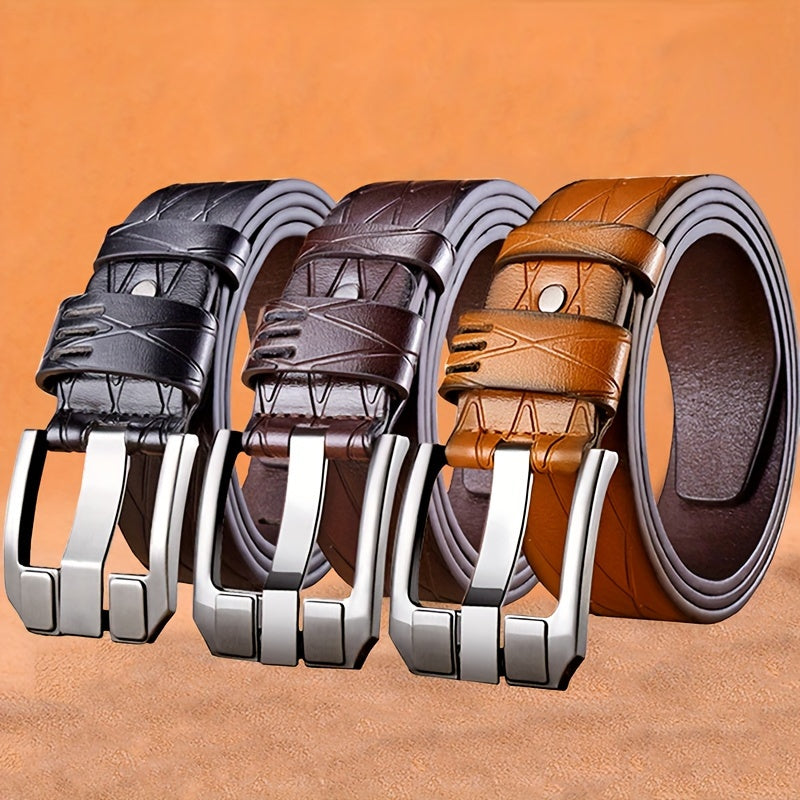Retro Men'S Needle Buckle Belt with High Quality Faux Leather Casual Business Belt, Youth Retro Simple Belt, Korean Edition
