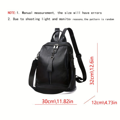 2024 New Fashion Large Capacity Elegant Genuine Leather Women's Backpack, Korean Style Anti-Theft Commuter Travel Bag with Adjustable Strap and Zipper Closure