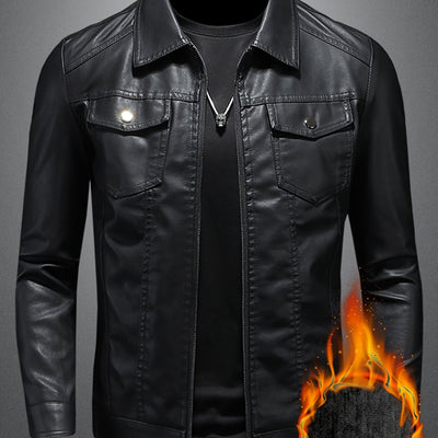 [Compact Size] Men's Slim Fit Jacket - Trendy Korean Style with Fleece Lining, Zipper Closure & Multiple Pockets for Fall and Winter Warmth