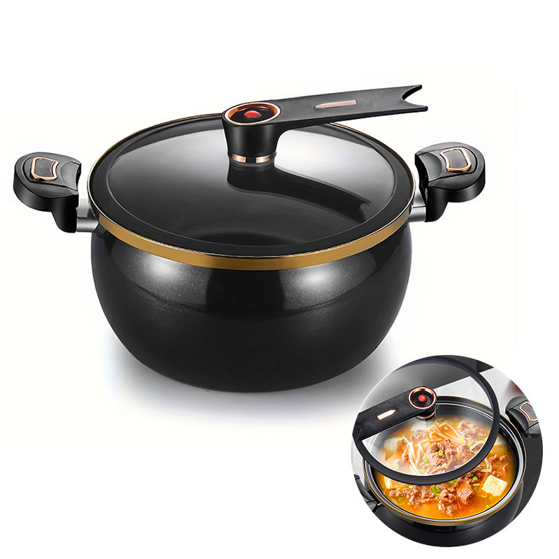 An 8 Liter (2.11 Gallon) Large Capacity Soup Pot, Enamel Large Capacity Soup Pot, Korean Deep Soup Pot, Noodle Pot, Suitable for Quick Cooking And Stewing, Multi-function Kitchen Stew Pot, Suitable for Gas And Induction Cooke