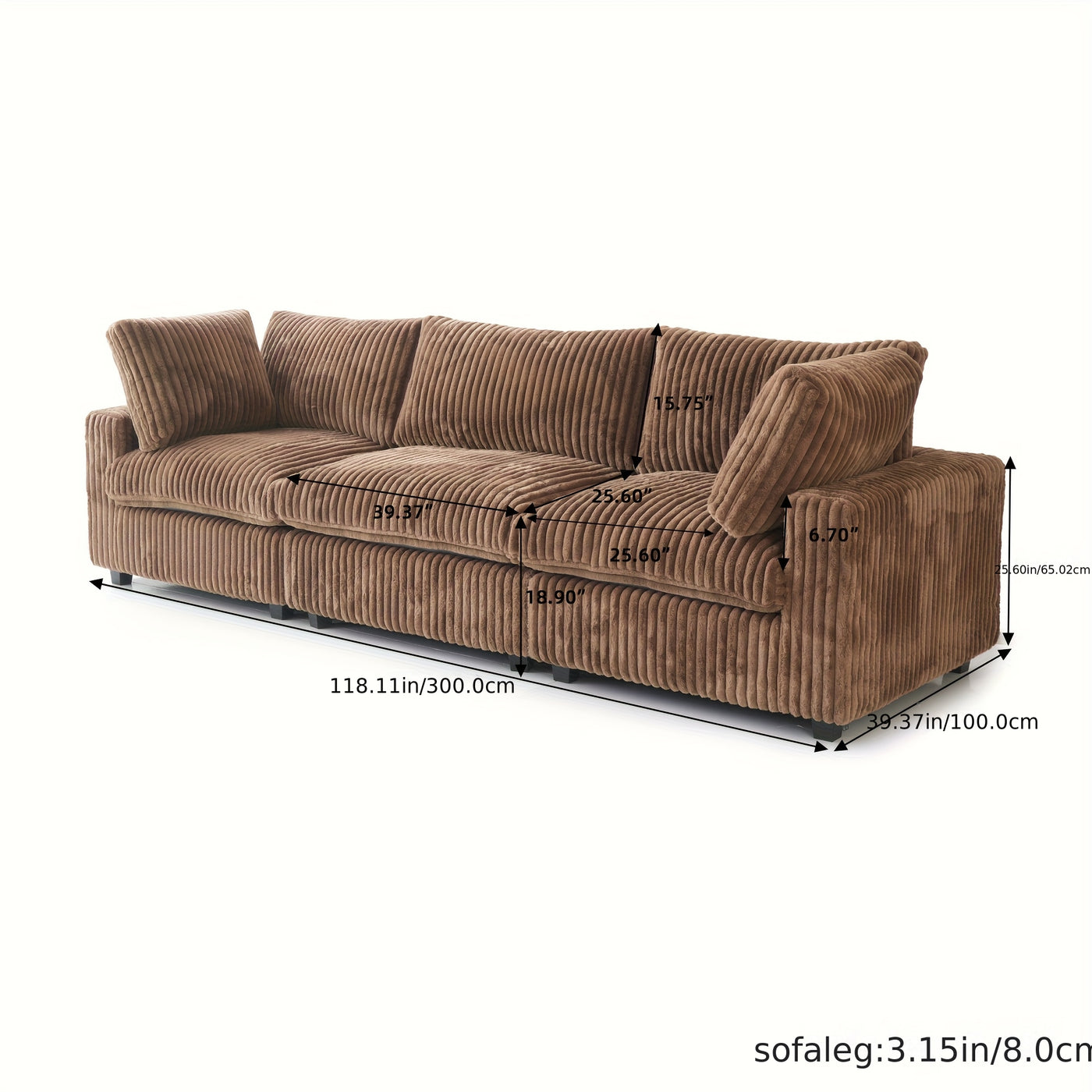 Extra Large 118" Modern Modular Sectional Sofa - L-Shaped Sectional with Chaise Lounge, Plush Cushions & Washable/Replaceable Cover - Modular Sofa with Chaise Convertible, Spacious Living Room Couch for Apartments, Houses - E