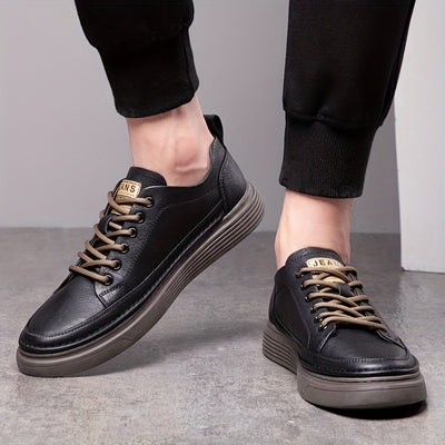 [Casual Style] Men's All-Season Casual Loafers - Stylish British & Korean Inspired Slip-On Shoes with Lace-Up Option, Versatile for Business and Leisure, Durable Rubber Sole, PU Upper, Casual Attire|Modern Casual Shoes|Durabl