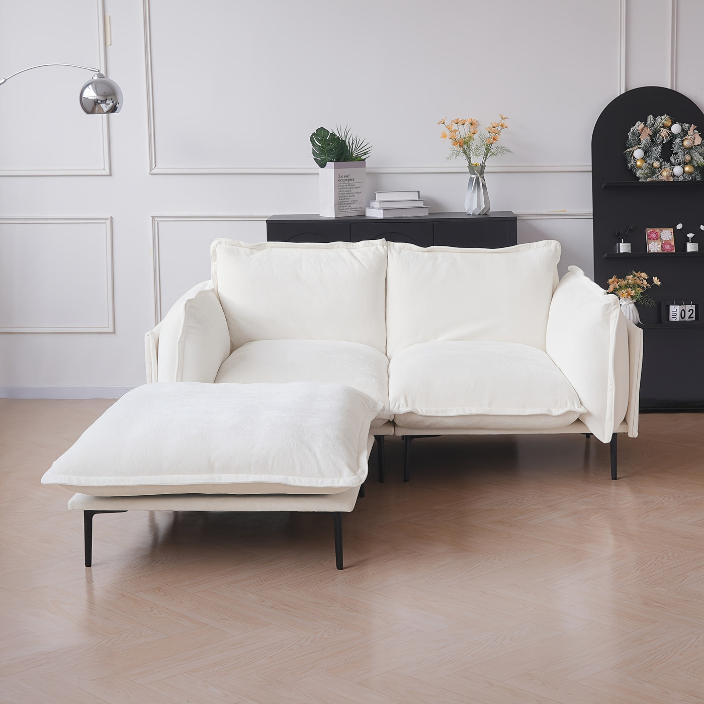 74" Modern Modular Sectional Sofa with Ottoman - Brown Chenille Fabric Cloud Couch, High-Density Foam Cushions & 7.87" Raised Legs, Space-Saving Design for Small Spaces, Easy Assembly, Pet-Friendly & Vacuum-Compatible, Hardwo