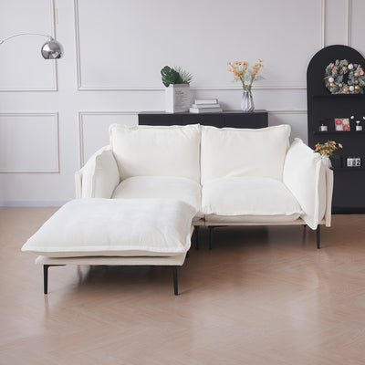 74" Modern Modular Sectional Sofa with Ottoman - Brown Chenille Fabric Cloud Couch, High-Density Foam Cushions & 7.87" Raised Legs, Space-Saving Design for Small Spaces, Easy Assembly, Pet-Friendly & Vacuum-Compatible, Hardwo