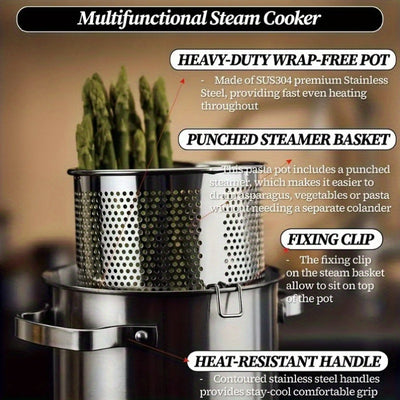 An 8 Liter (2.11 Gallon) Large Capacity Soup Pot, Enamel Large Capacity Soup Pot, Korean Deep Soup Pot, Noodle Pot, Suitable for Quick Cooking And Stewing, Multi-function Kitchen Stew Pot, Suitable for Gas And Induction Cooke