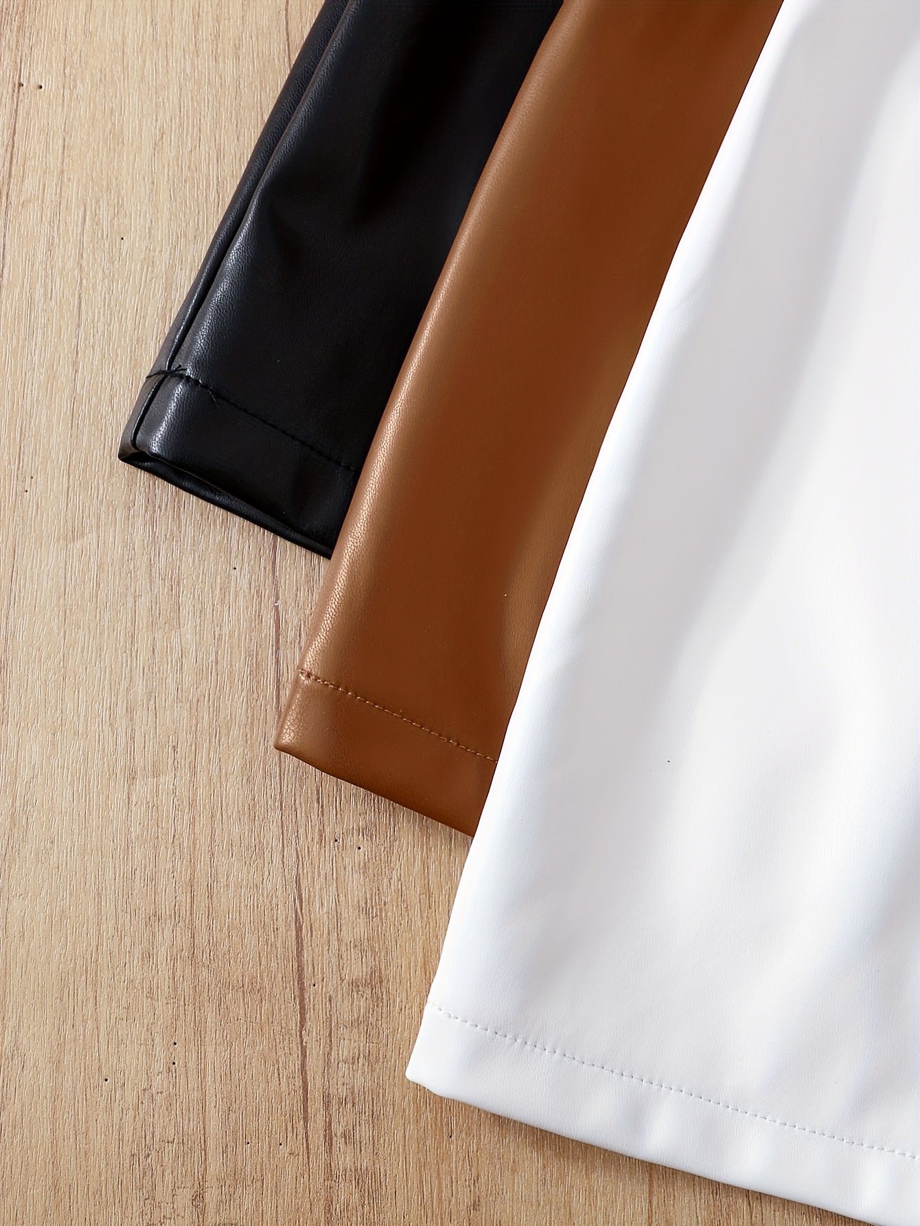 Women's Elegant Casual Half Skirt Set of 3pcs in Black, White, and Brown Solid Colors with Waist Wrap