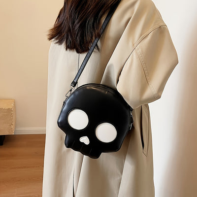 Cross body bag Korean version niche trend funny ghost skull cross body shoulder bag soft PU mobile phone small body bag Halloween Gothic dark cross body bag carry small bag zero wallet mobile phone bag