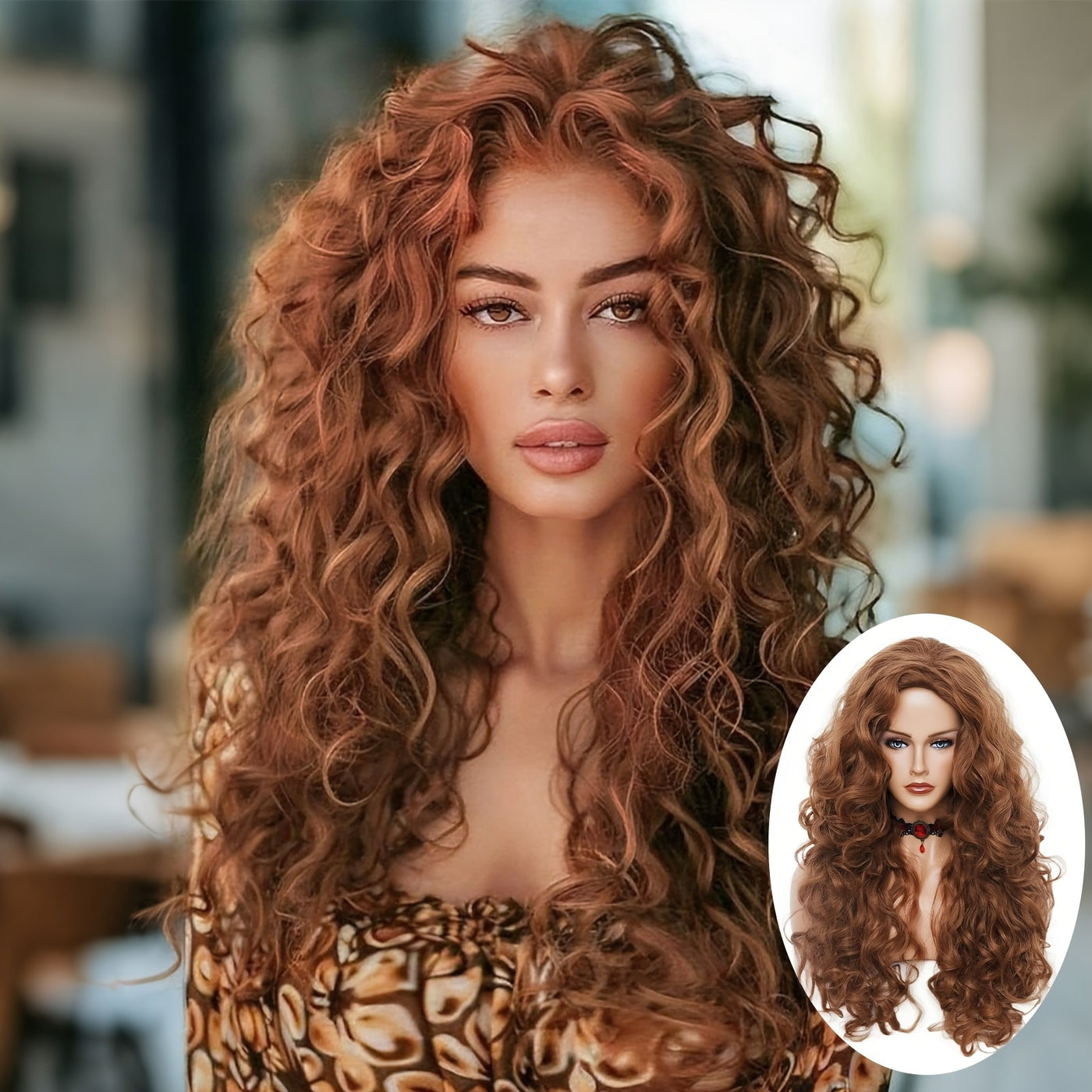 Voluminous Brown Curly Waves