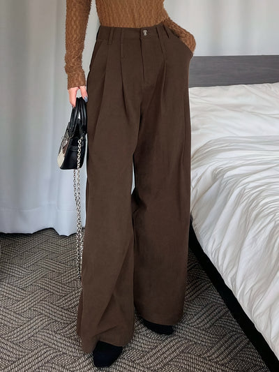 2025 New Arrival: Stylish Thickened High-Waist Flannel Wide-Leg Pants for Women, Essential Outing Wear for Spring, Autumn & Winter – Perfect for Casual Dates and Daily Use, Limited Time with Lowest Price Guarantee!