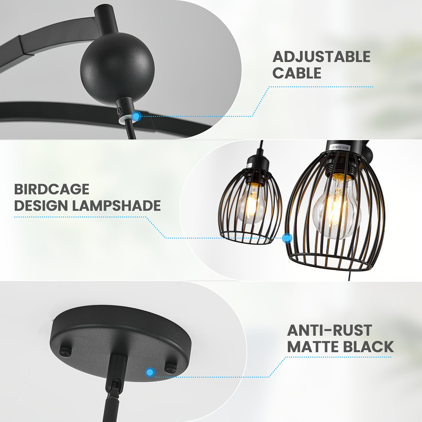 5/7/13-Light Modern Industrial chandelier - Matte Black linear pendant light with Adjustable height, Semi-Flush mounting, Heavy-Duty Metal Construction for Kitchen Island, Dining Room, Living Room, Bedroom - Compatible with d
