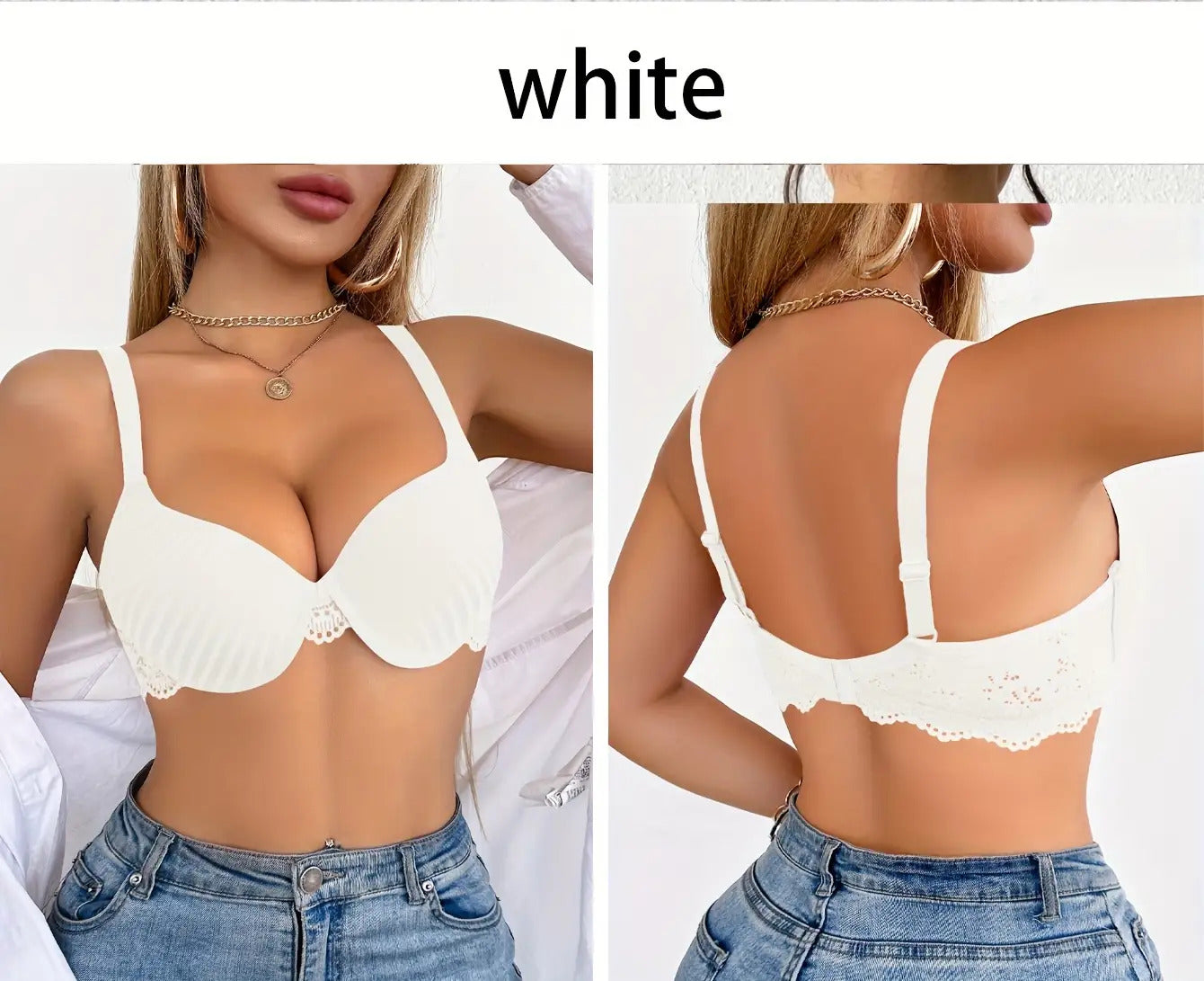[6pcs] Elegant Striped Push-Up Bras