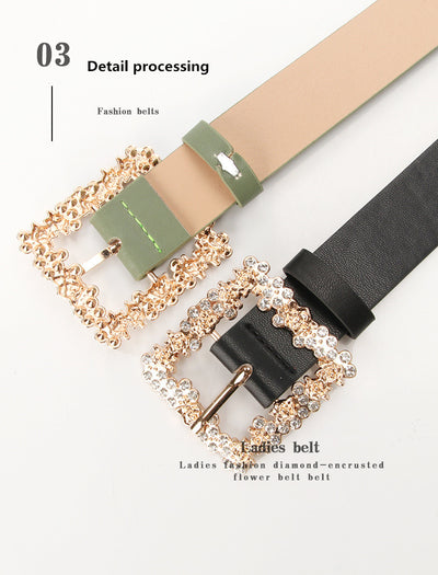 2023 Women'S Fashion Accessory, Elegant Alloy Rhinestone Pin Buckle Belt, Versatile Dress Decorative Accessory, Casual & Sporty Style, Hand Washable - Ideal for Weekend and Festive Occasions, Weekend Casual Wear|Elegant Acces