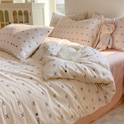 [Soft Duvet Cover] 3pcs Korean-Style Reversible Duvet Cover Set | 1 Duvet Cover + 2 Pillowcases, Soft, Breathable, Charmingly Minimalistic, Comfortable, AA Side Design, Suitable As Gifts for Valentine's Day, Thanksgiving, Mot