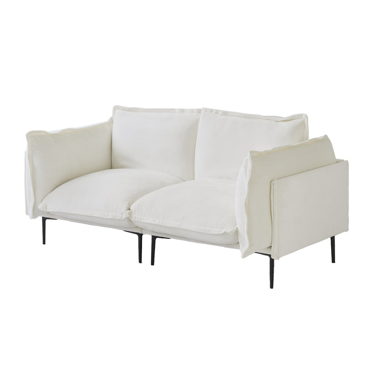 74" Modern Modular Loveseat Sofa - Space-Saving Sectional Couch with Deep Seat, Chenille Upholstery, Hardwood Frame, No Assembly Required, for Living Room, Apartment, Office - Orange Modern Furniture, Sectional Sofa for Livin