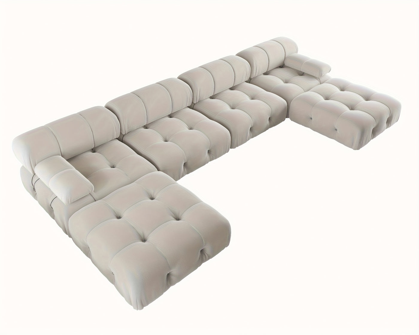 U-Shaped Minimalist Velvet Sofas, 138.6" Convertible Modular Sectional Couch, Modern Comfy Sectional Couches with 2 Chaise Ottomans for Living Room Office Apartment