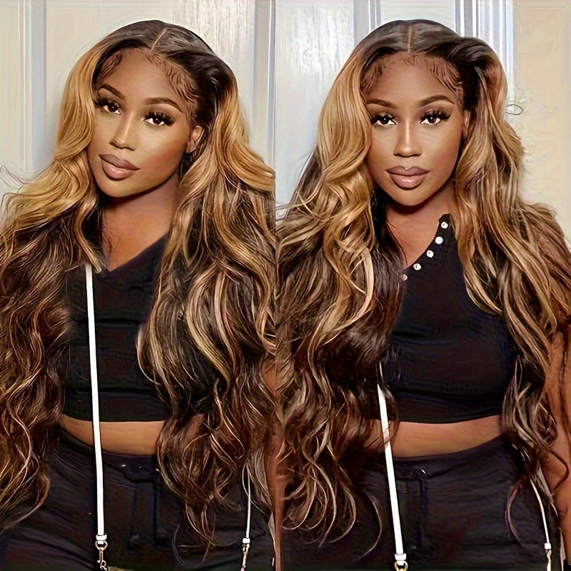 Piano Brown Long Wavy Front Lace Wig