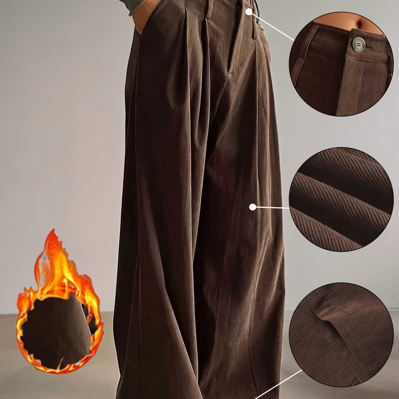 2025 New Arrival: Stylish Thickened High-Waist Flannel Wide-Leg Pants for Women, Essential Outing Wear for Spring, Autumn & Winter – Perfect for Casual Dates and Daily Use, Limited Time with Lowest Price Guarantee!