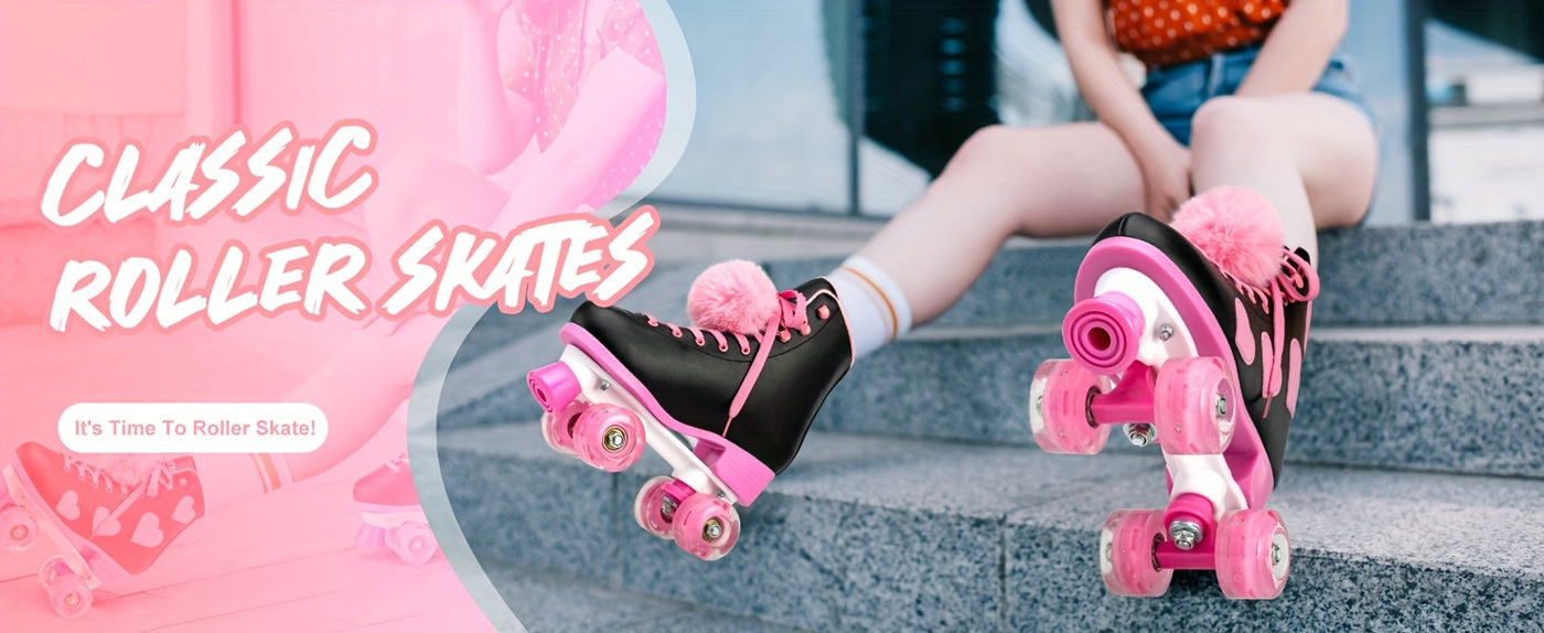 Classic Roller Skates For Women And Girl, High-top PU Leather Roller Skates With Light Up Wheels, The Best Halloween Gift For Roller Skating Beginners