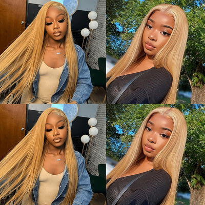 Natural Blonde #27 Light Blonde Straight Frontal Wig