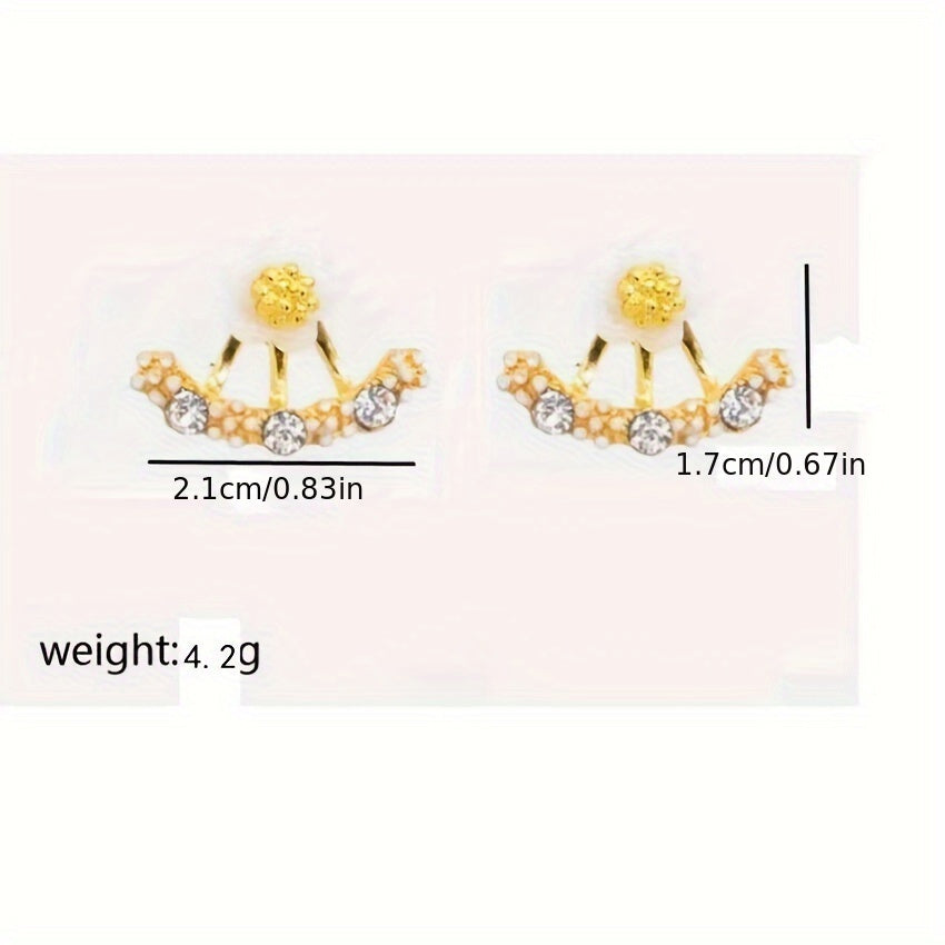 [Korean Fashion Flower Earrings Studs] Daisy New Korean Fashion Earrings Flower Back Hanging Studs
