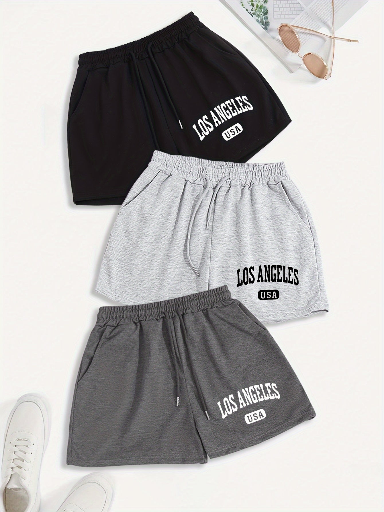 [3-Pack] Casual Drawstring Shorts
