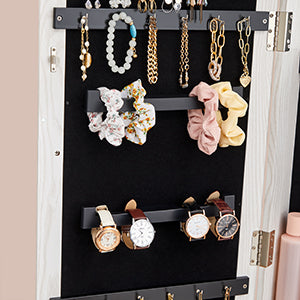 360 ° Rotatable jewelry storage Lockable Jewelry Cabinet Mirror Cabinet with Full Body Mirror