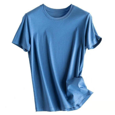 Mulberry Silk Women's Mercerized Cotton T-shirt Fine Solid Color Round Neck Short Sleeves