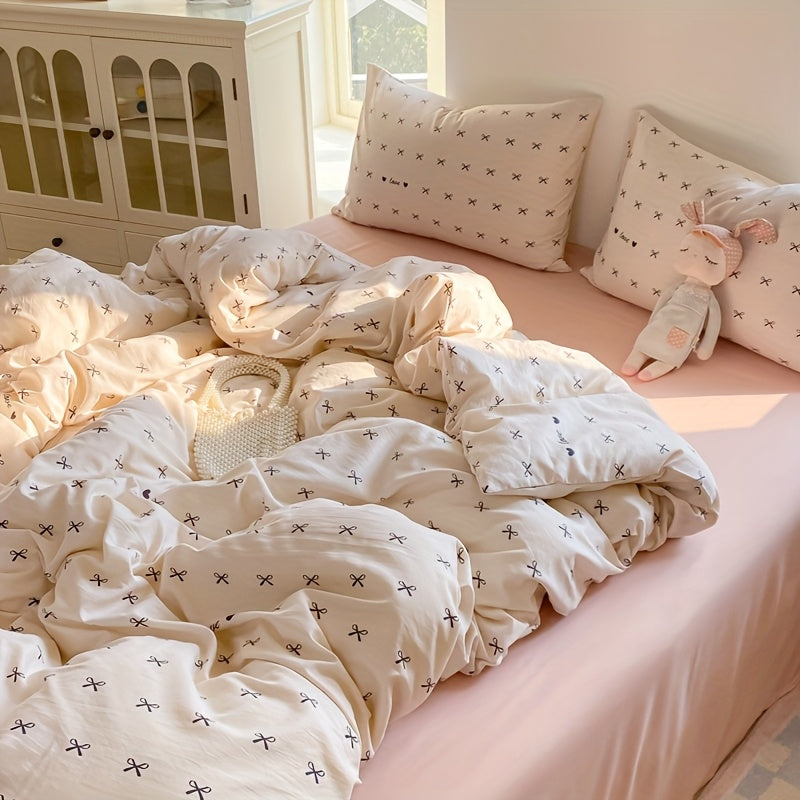 [Soft Duvet Cover] 3pcs Korean-Style Reversible Duvet Cover Set | 1 Duvet Cover + 2 Pillowcases, Soft, Breathable, Charmingly Minimalistic, Comfortable, AA Side Design, Suitable As Gifts for Valentine's Day, Thanksgiving, Mot