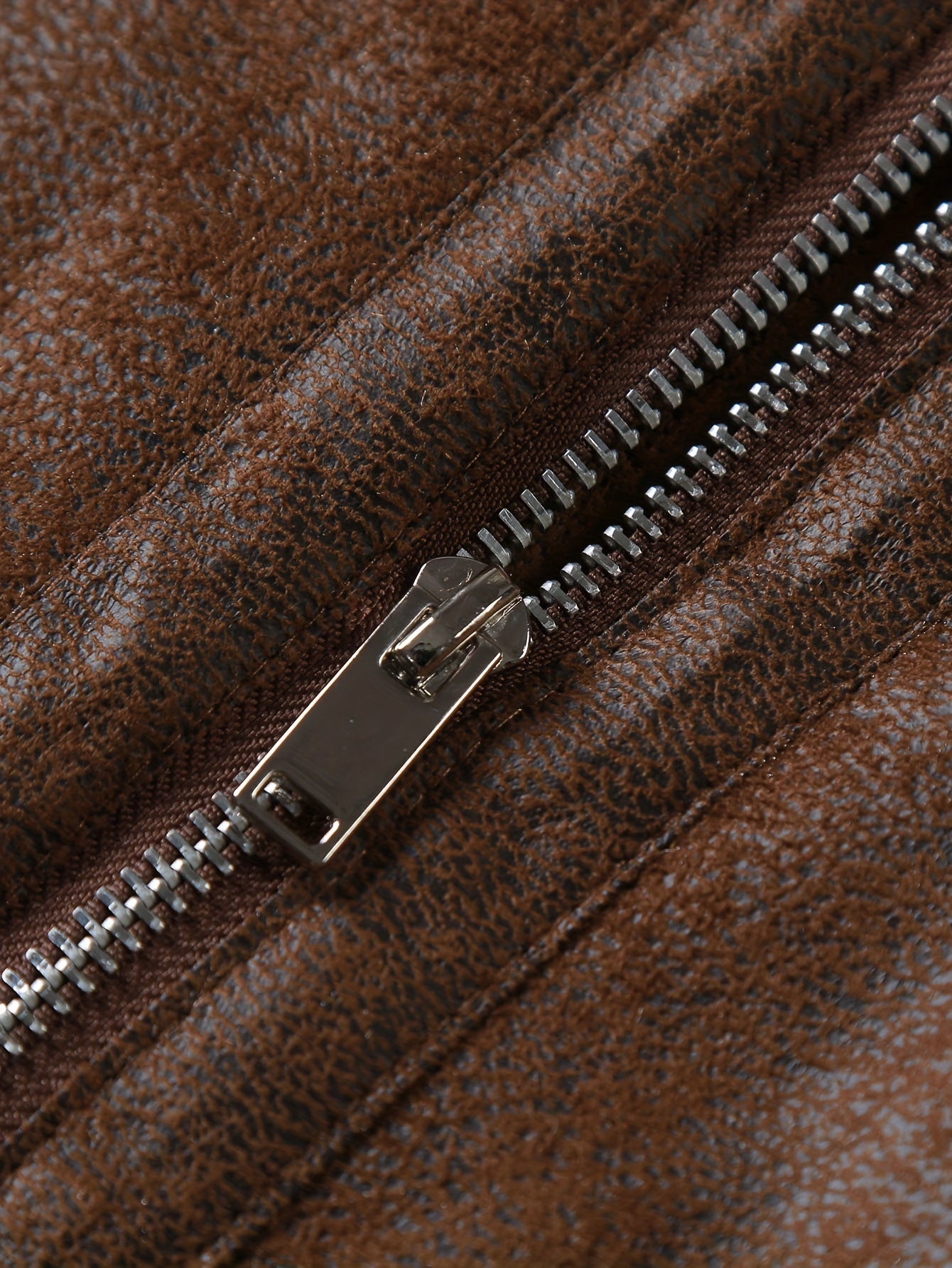 Men's Slim Fit Jacket with Faux Fur Trim - Casual Brown Zip-Up Coat, Long Sleeve, Polyester Blend for Casual Attire