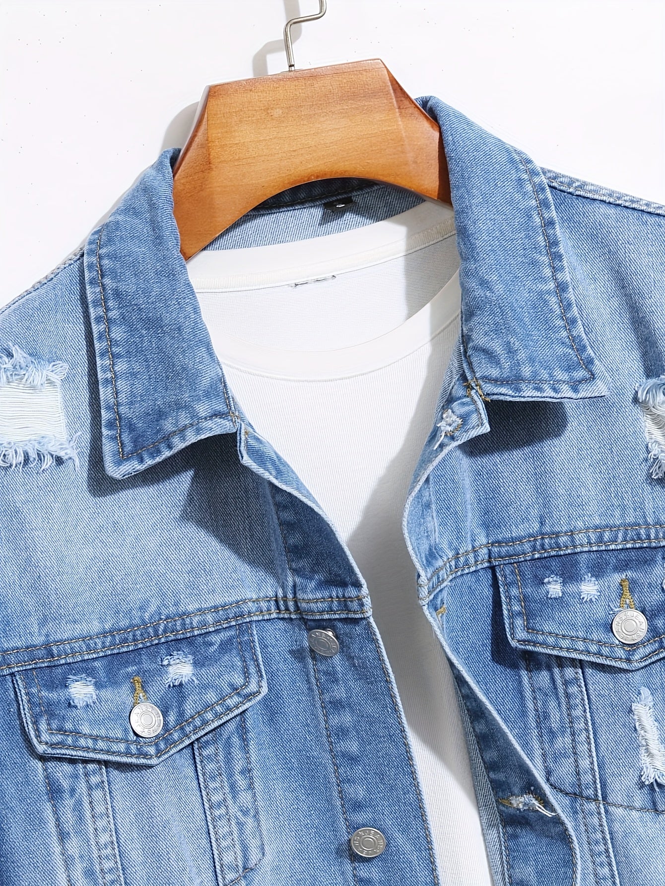 Men'S Slim Fit Jeans Jacket - Non-Stretch Denim Coat, Classic Button Closure, Edgy Streetwear Look for Teens & Adults, Casual Everyday & Formal Outfits, Versatile Layering, Korean Fashion, Durable Fabric, Stylish Outerwear, F