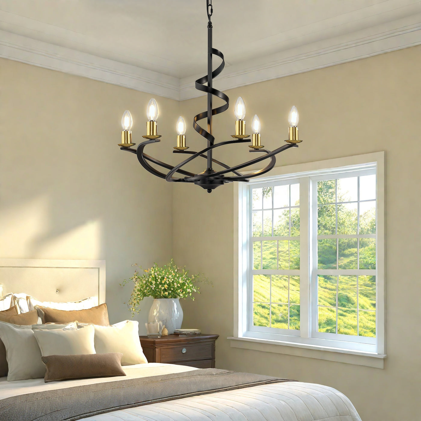 Farmhouse Chandeliers For Dining Room, Industrial Foyer Lighting Fixtures, Modern High Ceiling Hanging Pendant Lights, For Living Room, Bedroom, Kitchen Island, Staircase, Entryway