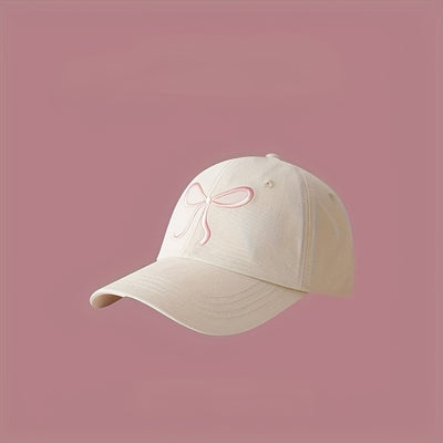 Pink Bowknot Baseball Cap - Adjustable Sun Protection Hat for Women, Lightweight & Stylish Korean-Inspired Design, Perfect for Travel, Beach Outings & Casual Wear, Sun Protection Headwear | Trendy Baseball Cap | Polyester Fib