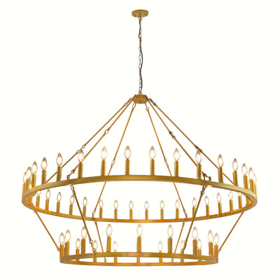Modern Farmhouse Chandelier 2 Tier Round Wheel Chandelier Large High Ceiling Light.