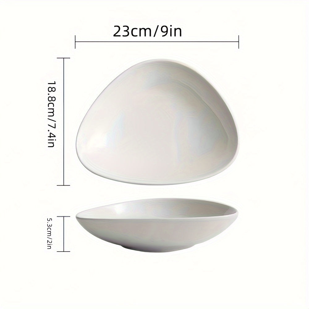 Set of 1 Triangle Japanese Style Ceramic Salad Bowl, 16.9 oz Microwave Safe Modern Matte Black Finish Novelty Serving Dish, Unique Fruit Salad Plate