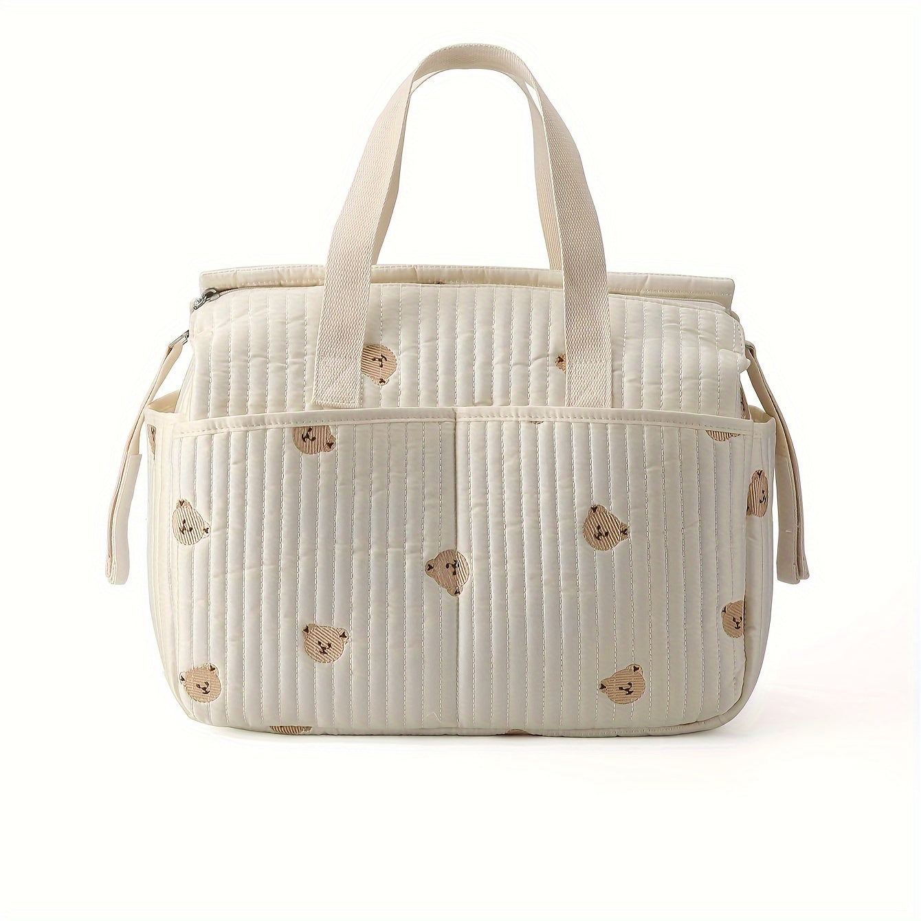 Large Capacity Handheld Parent Bag for Mothers with Baby Bottles and Diapers, Korean Version Embroidered Bear Maternity Bag