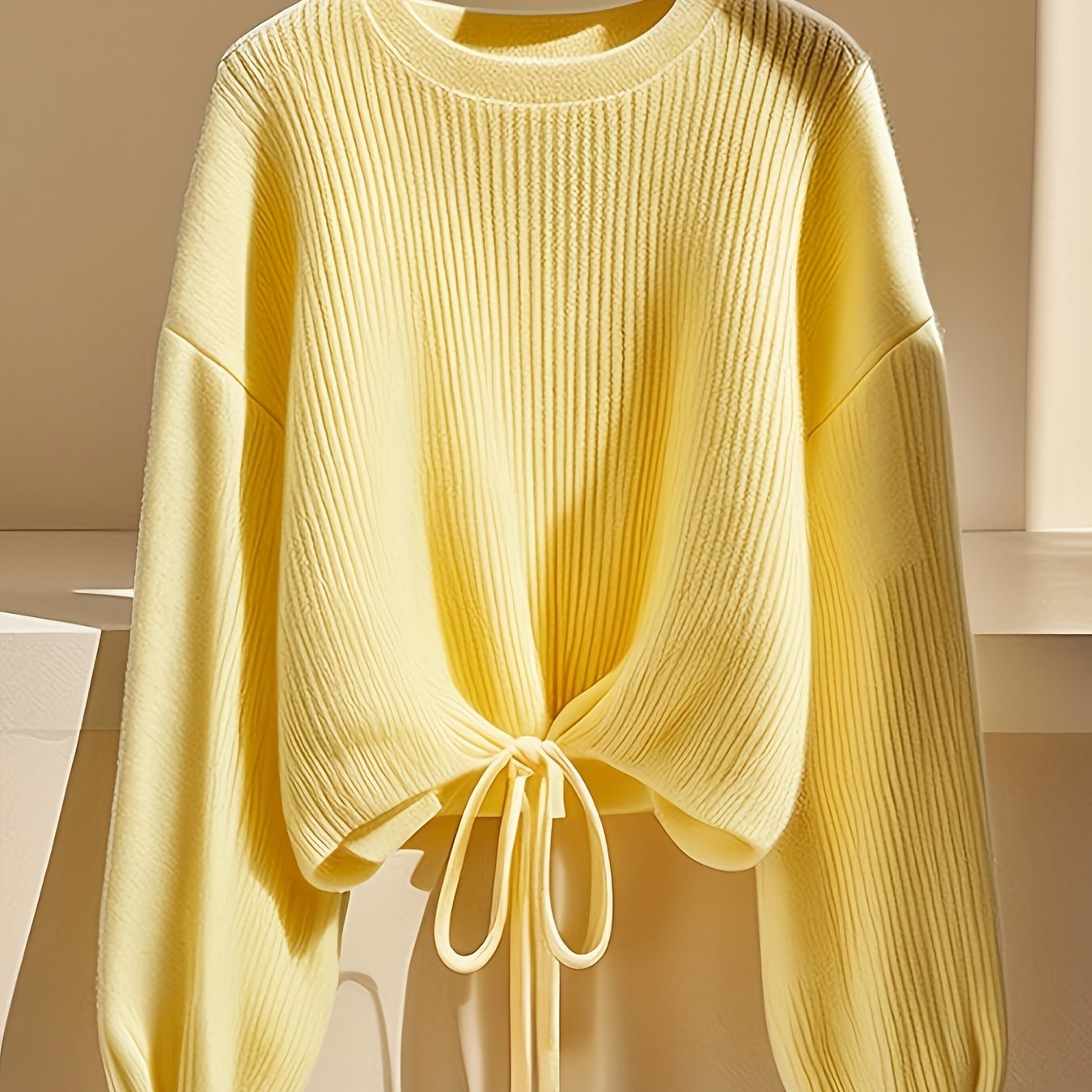 Fashion Lace Up Pullover Long Sleeve Women's Tops Hot Soft Long Sleeve Women's Sweater Daily Casual Commuting Warm Autumn Winter Clothing Premium Quality Women's clothing with fabric construction