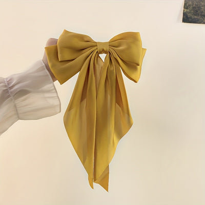 Korean Style Fashion Large Red Bow Knot Fabric Hair Clip Women Long Ribbon Butterfly Hair Clip