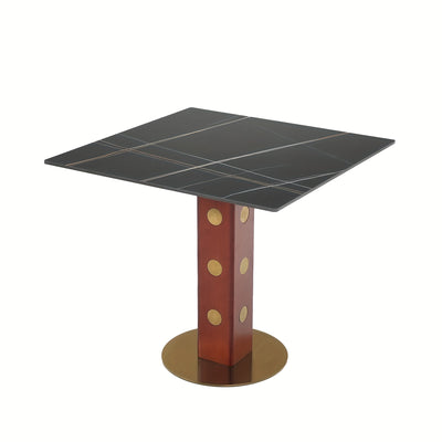 33.5" Round & Square Dining Table for 2-4 People(Only Table, Chair Not Included), Marble Meeting Room Table Multipurpose Conference Table with Soild Wood Base for Office