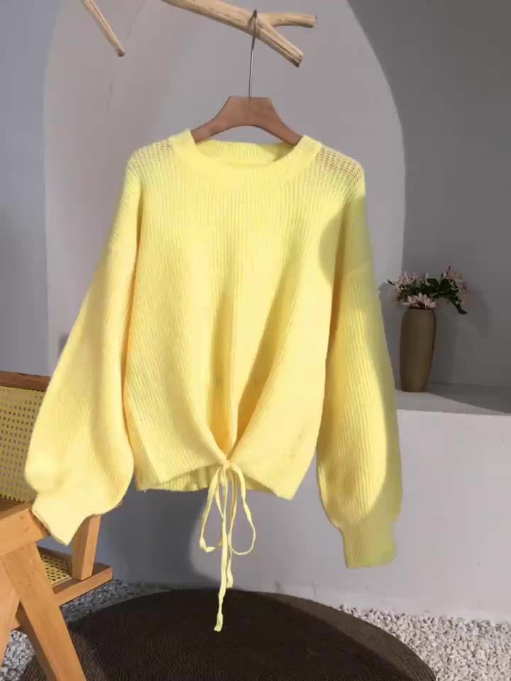 Fashion Lace Up Pullover Long Sleeve Women's Tops Hot Soft Long Sleeve Women's Sweater Daily Casual Commuting Warm Autumn Winter Clothing Premium Quality Women's clothing with fabric construction